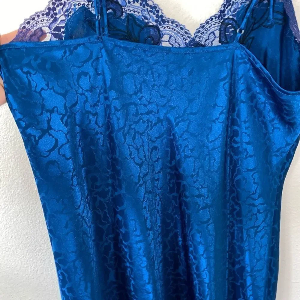 Vintage Erika Taylor Royal Blue Brocade Chemise - Picture 5 of 5